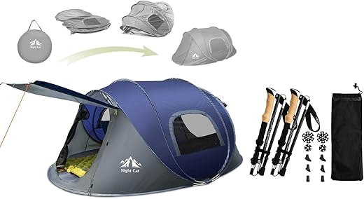 Night Cat Upgraded Pop Up Tent With Poles