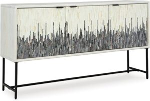 Signature Design by Ashley Urban Strip Patterned 3-Door Accent Cabinet