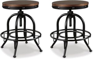 Signature Design by Ashley Valebeck Industrial Adjustable Swivel Barstool, 2 Count