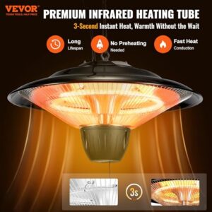 VEVOR Hanging Patio Heater, 1500W Outdoor/Indoor Electric