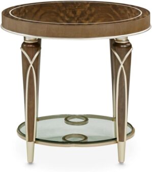 Michael Amini Villa Cherie Wood & Glass End Table