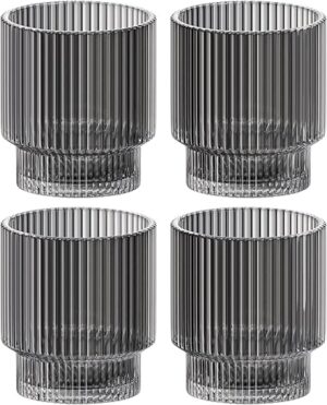 American Atelier Vintage Art Deco Fluted Drinking Glasses