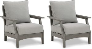 Signature Design by Ashley Visola Patio HDPE Cushioned Lounge Chair, Gray