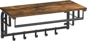 VASAGLE Wall-Mounted Coat Rack with Hooks ULCR12BX