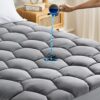 Sonive Waterproof Mattress Pad, Fluffy Soft, Grey, Queen