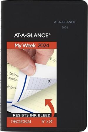 AT-A-GLANCE Weekly & Monthly Planner, 5" x 8", Black (76020524)