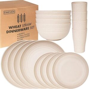 SWEVEN Wheat Straw Unbreakable Dinnerware Set