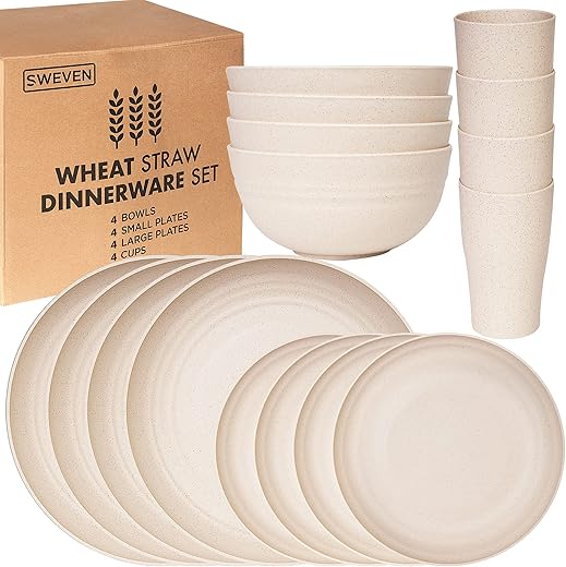 SWEVEN Wheat Straw Unbreakable Dinnerware Set