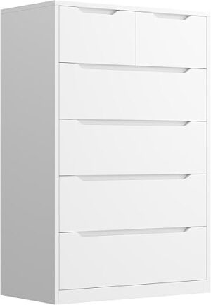 EnHomee White Dresser With 6 Large Drawers