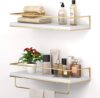 Shario White Floating Shelves With Towel Rack
