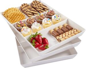 US Acrylic White Plastic Divided Serving Trays Set