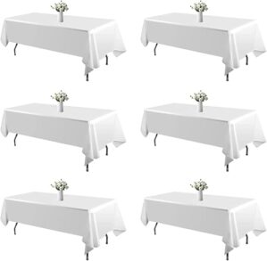 Blissource White Rectangle Tablecloth 60×102 Inch 6 Pack