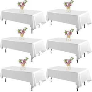 HAPOWELL White Tablecloths For 6 Foot Table