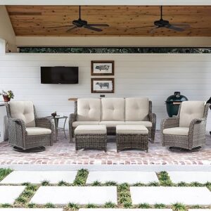 MeetLeisure Wicker Patio Furniture Set 6 Piece