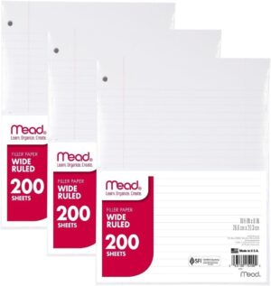 Mead Wide Ruled Filler Paper, 200 Sheets (15200)