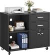 YITAHOME Wood File Cabinet, 3 Drawer Mobile Filing