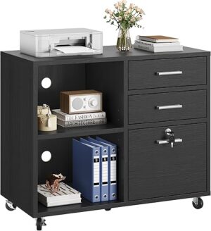 YITAHOME Wood File Cabinet, 3 Drawer Mobile Filing