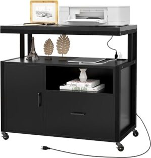 YITAHOME Wood File Cabinet With Charging Station
