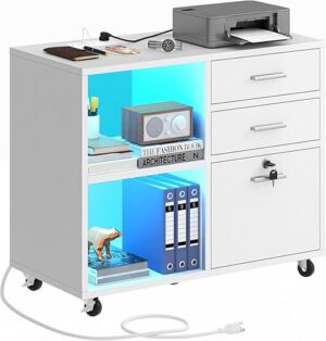 YITAHOME Wood File Cabinet With Charging Station