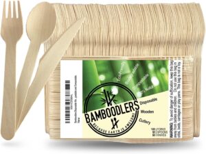 BAMBOODLERS Wooden Cutlery Set, Eco-Friendly, 200-Pack