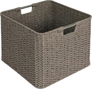 Household Essentials Woven Basket With Stainless Steel Handles