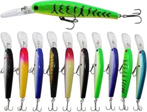 JSHANMEI 10pcs Fishing Lures Hard Bait Kit