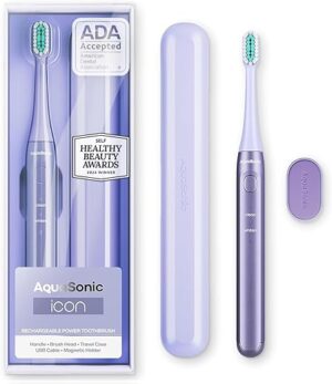 Aquasonic ADA-Accepted Rechargeable Toothbrush, Lilac