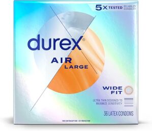 Durex Air Condoms, Extra Thin, Wide Fit, 36 Count
