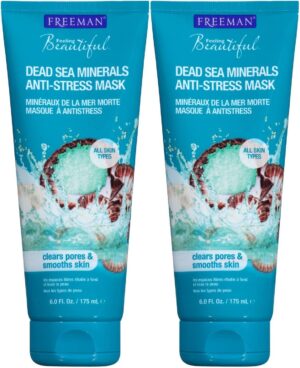 Freeman Anti-Stress Clay Facial Mask, Dead Sea Minerals, 6 oz, 2 Pack