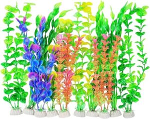 AQUANEAT Artificial Aquarium Plants, 12 Inch Decorations, 10pcs