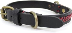 Rawlings Baseball Stitch Leather Dog Collar