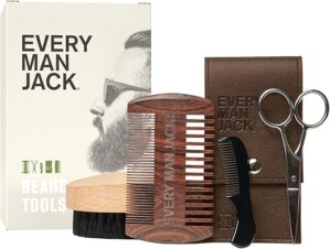 Every Man Jack Beard Grooming Tool Set – Comb, Brush, Sheers
