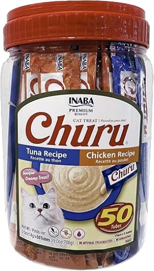 INABA Churu Cat Treats, Grain-Free, Tuna & Chicken