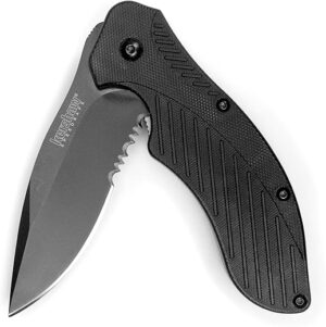 Kershaw Clash Black Serrated Pocketknife, 3" Blade