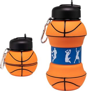 Maccabi Clip-On Collapsible Silicone Basketball Water Bottle