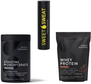 Sports Research Creatine, Chocolate Whey Protein & Sweet Sweat Stick