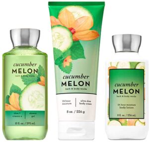 Bath & Body Works Cucumber Melon Gift Set: Body Cream, Shower Gel, Lotion