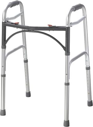 Drive Medical Deluxe 2-Button Folding Walker, Silver