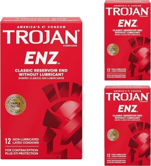 TROJAN ENZ Non-Lubricated Condoms, 12 Count