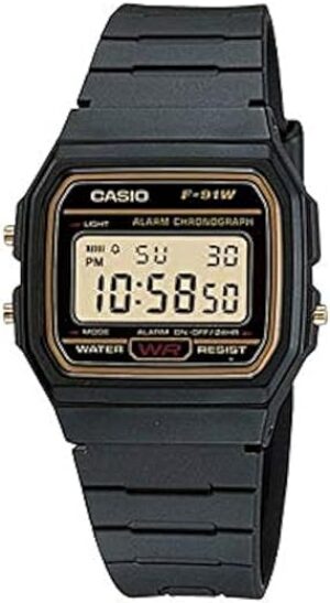 Casio F91WG-9 Men’s Retro Black Gold Watch