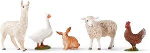 Schleich Farm World Animal Toy Set: Llama, Rabbit, Sheep