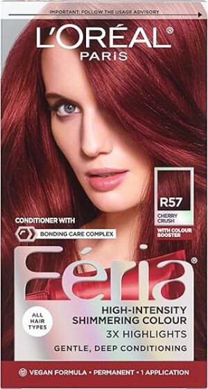 L'Oreal Paris Feria Shimmering Hair Color, R57 Cherry Crush