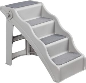 Amazon Basics Foldable Non-Slip Pet Steps, Grey