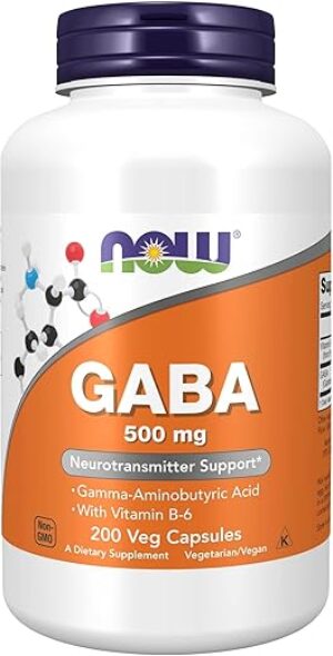 NOW Foods GABA 500 Mg, 200 Veg Capsules