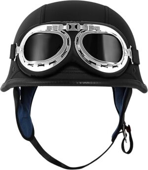 TCMT German Motorcycle Open Face Helmet (Black)