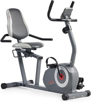 Sunny Health & Fitness Heavy-Duty Recumbent Smart Bike, Wide Seat