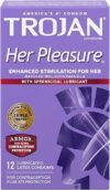 TROJAN Her Pleasure Spermicidal Lubricated Condoms, 12ct