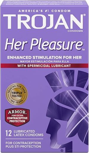 TROJAN Her Pleasure Spermicidal Lubricated Condoms, 12ct