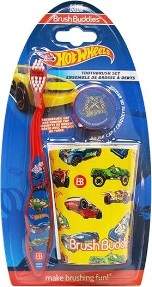 Brush Buddies Hot Wheels Kids Toothbrush Kit, 3PC