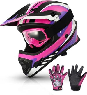 TCMT Kids Full-Face ATV Motorcycle Helmet With Goggles+Gloves